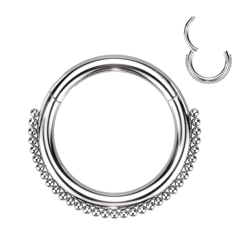 16G Surgical Steel Hinged Hoop W/ Beaded Ball Line